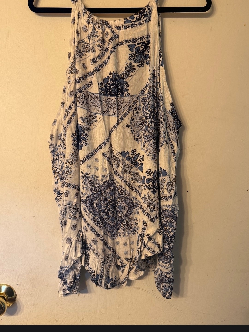 Maurices Blue and White Floral Print Sleeveless Top